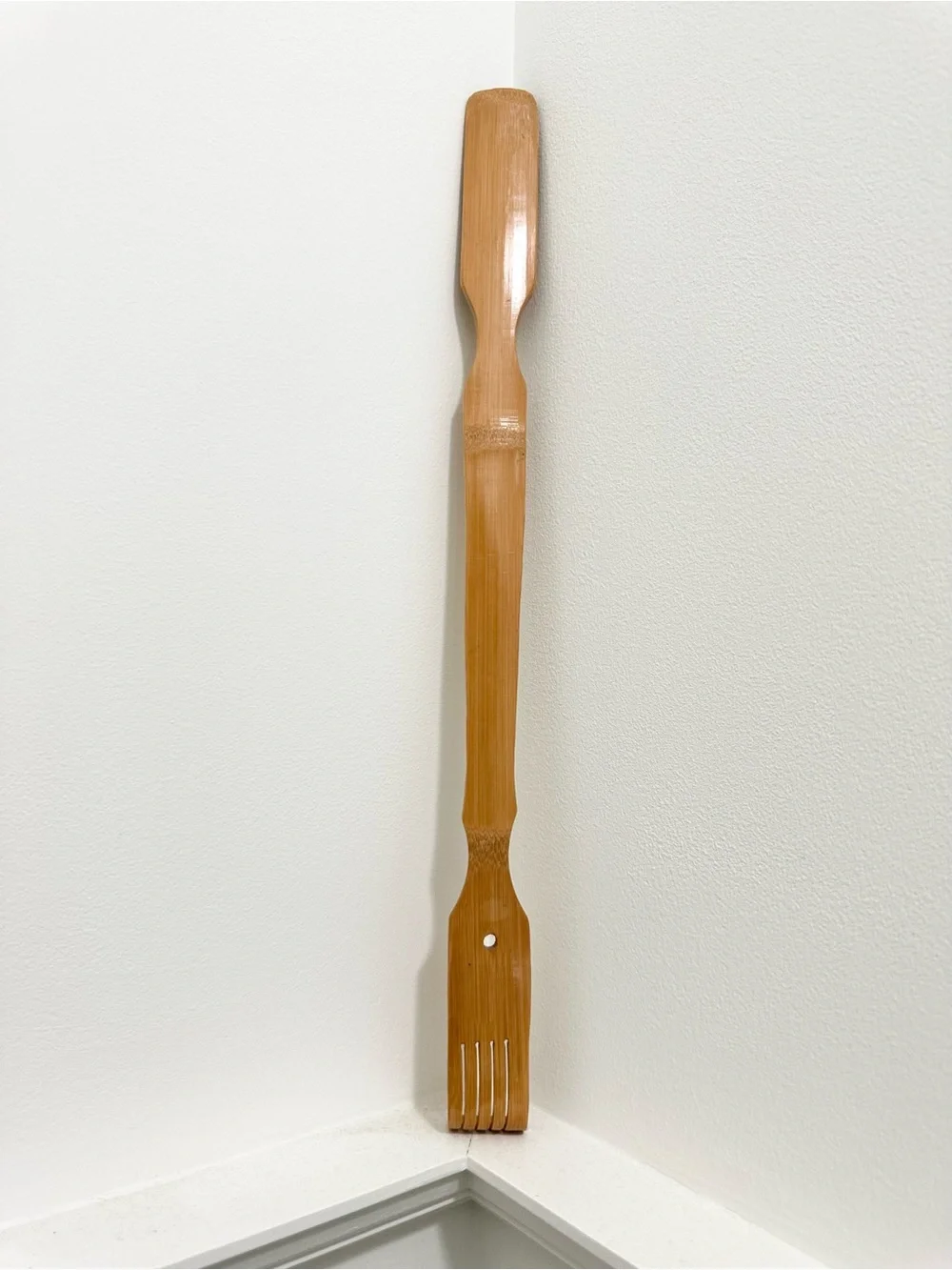 Bamboo Back Scratcher and Shoe Horn Stick - Natural Brown 19.5 inches long
